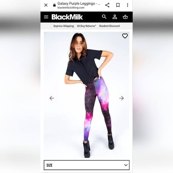 Blackmilk leggings, purple galaxy, size medium - Picture 2 of 4